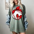 Womens Custom Baseball Mom Number 12 Heart For Mom Mommy Women's Comfort Colors T-Shirt Berry