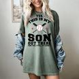 Yes This Is My Son Out There Baseball Mom Women's Comfort Colors T-Shirt Berry