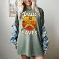 Youth Boy Baseball Jesus Saves Christian Baseball Religious Women's Comfort Colors T-Shirt Berry