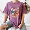 American Flag Baseball Player Bat Fan Catcher Pitcher USA Women's Comfort Colors T-Shirt Blue Jean American Flag Baseball Player Bat Fan Catcher Pitcher USA Women's Comfort Colors T-Shirt Blue Jean
