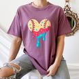 Baseball Drip Melting Ice Cream Baseball Heart Boys Girls Women's Comfort Colors T-Shirt Blue Jean