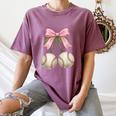 Baseball Girls Women Coquette Pink Bow Baseball Women's Comfort Colors T-Shirt Blue Jean