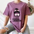 Baseball Momster Messy Bun Skull Mom For Women Halloween Women's Comfort Colors T-Shirt Blue Jean