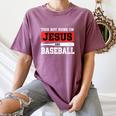 This Boy Runs On Jesus And Baseball Christian Baseball Women's Comfort Colors T-Shirt Blue Jean This Boy Runs On Jesus And Baseball Christian Baseball Women's Comfort Colors T-Shirt Blue Jean