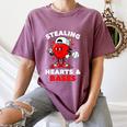 Boys Valentines Baseball Drip Icecream Stealing Hearts Kids Women's Comfort Colors T-Shirt Blue Jean