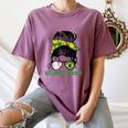 Brazil Baseball Mom Messy Bun Women's Comfort Colors T-Shirt Blue Jean