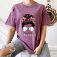 Busy Raising Ballers Messy Bun Funny Baseball Mom Women's Comfort Colors T-Shirt Blue Jean