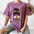 Busy Raising Ballers Tennis Baseball Mom Messy Bun Leopard Women's Comfort Colors T-Shirt Blue Jean