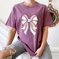 Cute Baseball Coquette Bow For Women Girls Baseball Mama Mom Women's Comfort Colors T-Shirt Blue Jean