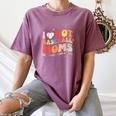 Groovy Retro I Love Hot Baseball Moms With After Game Snacks Women's Comfort Colors T-Shirt Blue Jean