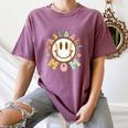 Happy Baseball Mom Groovy Retro Floral Smiling Face Women's Comfort Colors T-Shirt Blue Jean Happy Baseball Mom Groovy Retro Floral Smiling Face Women's Comfort Colors T-Shirt Blue Jean