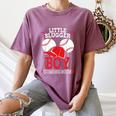 Little Slugger Boy Coming Soon Baby Announcement Baseball Women's Comfort Colors T-Shirt Blue Jean