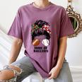 Mom Of Ballers Messy Bun Football Mom Baseball Mom Of Both Women's Comfort Colors T-Shirt Blue Jean Mom Of Ballers Messy Bun Football Mom Baseball Mom Of Both Women's Comfort Colors T-Shirt Blue Jean