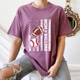 Mom Of Ballers USA Flag Football Baseball Mom Women's Comfort Colors T-Shirt Blue Jean