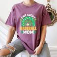One Lucky Baseball Mom St Patricks Day Rainbow Mother Mama Women's Comfort Colors T-Shirt Blue Jean