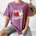 Pitch 'n Giggles Baseball Player Women Baseball Mom Women's Comfort Colors T-Shirt Blue Jean