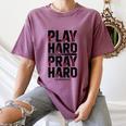 Play Hard Pray Hard Youth Boy Christian Baseball Jesus Women's Comfort Colors T-Shirt Blue Jean