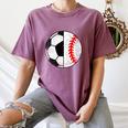 Soccer Baseball Player Soccer Baseball Mom Women's Comfort Colors T-Shirt Blue Jean