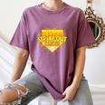 Strike Out Childhood Cancer Boys Baseball Drip Gold Ribbon Women's Comfort Colors T-Shirt Blue Jean
