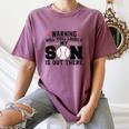 Warning Will Yell Loudly My Son Baseball Mom Women's Comfort Colors T-Shirt Blue Jean