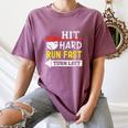 Women's Hit Hard Run Fast Turn Left Baseball Quote Fan Coach Women's Comfort Colors T-Shirt Blue Jean Women's Hit Hard Run Fast Turn Left Baseball Quote Fan Coach Women's Comfort Colors T-Shirt Blue Jean