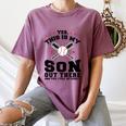 Yes This Is My Son Out There Baseball Mom Women's Comfort Colors T-Shirt Blue Jean