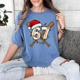 67 Baseball Xmas Lights Santa Hat Holiday Women's Comfort Colors T-Shirt Chalky Mint