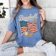 American Flag Baseball Player Bat Fan Catcher Pitcher USA Women's Comfort Colors T-Shirt Chalky Mint American Flag Baseball Player Bat Fan Catcher Pitcher USA Women's Comfort Colors T-Shirt Chalky Mint