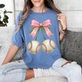 Baseball Girls Women Coquette Pink Bow Baseball Women's Comfort Colors T-Shirt Chalky Mint