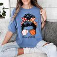 Baseball Mom Basketball Mom Of Both Messy Bun Mother's Day Women's Comfort Colors T-Shirt Chalky Mint