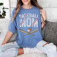 Baseball Mom Crossed Bats With Ball On Fire Distressed Women's Comfort Colors T-Shirt Chalky Mint Baseball Mom Crossed Bats With Ball On Fire Distressed Women's Comfort Colors T-Shirt Chalky Mint