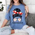 Baseball Mom Leopard Messy Bun Game Day Women's Comfort Colors T-Shirt Chalky Mint
