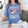 Baseball Mom Pitches Be Crazy Lips Premium Women's Comfort Colors T-Shirt Chalky Mint Baseball Mom Pitches Be Crazy Lips Premium Women's Comfort Colors T-Shirt Chalky Mint