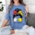 Baseball Mom Softball Mom Of Both Messy Bun Mother's Day Women's Comfort Colors T-Shirt Chalky Mint