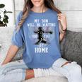 Baseball Mom My Son Will Be Waiting For You At Home Women's Comfort Colors T-Shirt Chalky Mint