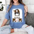 Baseball Mom Women Messy Bun Leopard Mother's Day Women's Comfort Colors T-Shirt Chalky Mint