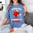 Boys Valentines Baseball Drip Icecream Stealing Hearts Kids Women's Comfort Colors T-Shirt Chalky Mint