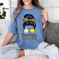 Busy Raising Ballers Tennis Baseball Mom Messy Bun Leopard Women's Comfort Colors T-Shirt Chalky Mint