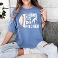 Chicks Dig The Pitcher Baseball Women's Comfort Colors T-Shirt Chalky Mint Chicks Dig The Pitcher Baseball Women's Comfort Colors T-Shirt Chalky Mint