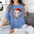 Christmas Baseball Santa Hat For Baseball Players Fans Women's Comfort Colors T-Shirt Chalky Mint