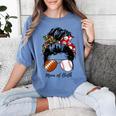 Football Mom Baseball Mom Of Both Messy Bun Mother's Day Women's Comfort Colors T-Shirt Chalky Mint Football Mom Baseball Mom Of Both Messy Bun Mother's Day Women's Comfort Colors T-Shirt Chalky Mint