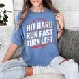 Hit Hard Run Fast Turn Left Baseball Fan Red Graphic Women's Comfort Colors T-Shirt Chalky Mint Hit Hard Run Fast Turn Left Baseball Fan Red Graphic Women's Comfort Colors T-Shirt Chalky Mint