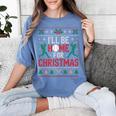 I’Ll Be Home For Christmas Baseball Ugly Sweater Art Women's Comfort Colors T-Shirt Chalky Mint
