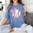 Mama Biggest Fan Coquette Bow Baseball Mom Fan Mother's Day Women's Comfort Colors T-Shirt Chalky Mint