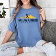 Milwaukee Baseball Minimalist City Skyline Baseball Lover Women's Comfort Colors T-Shirt Chalky Mint