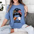 Mom Of Ballers Messy Bun Football Mom Baseball Mom Of Both Women's Comfort Colors T-Shirt Chalky Mint Mom Of Ballers Messy Bun Football Mom Baseball Mom Of Both Women's Comfort Colors T-Shirt Chalky Mint