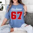 Number 67 Numbered Six Seven Baseball Jersey Style Team 67 Women's Comfort Colors T-Shirt Chalky Mint Number 67 Numbered Six Seven Baseball Jersey Style Team 67 Women's Comfort Colors T-Shirt Chalky Mint