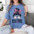 In October We Wear Pink Baseball Mom Messy Bun Breast Cancer Women's Comfort Colors T-Shirt Chalky Mint In October We Wear Pink Baseball Mom Messy Bun Breast Cancer Women's Comfort Colors T-Shirt Chalky Mint