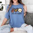 Peace Love Baseball Mom Leopard Print Cheetah Pattern Women's Comfort Colors T-Shirt Chalky Mint
