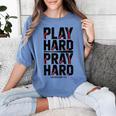 Play Hard Pray Hard Youth Boy Christian Baseball Jesus Women's Comfort Colors T-Shirt Chalky Mint